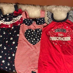 3 Pack Patriotic Girls Playsuits